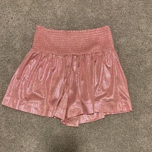 Shimmery Pink High-Waist Women's Shorts